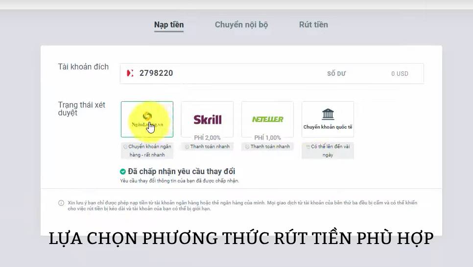 Lựa chọn phương thức rút tiền XTB phù hợp