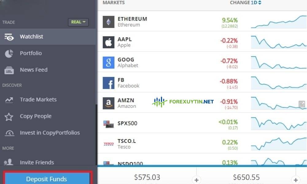 phí nạp tiền etoro