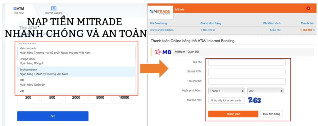 hướng dẫn nạp tiền Mitrade