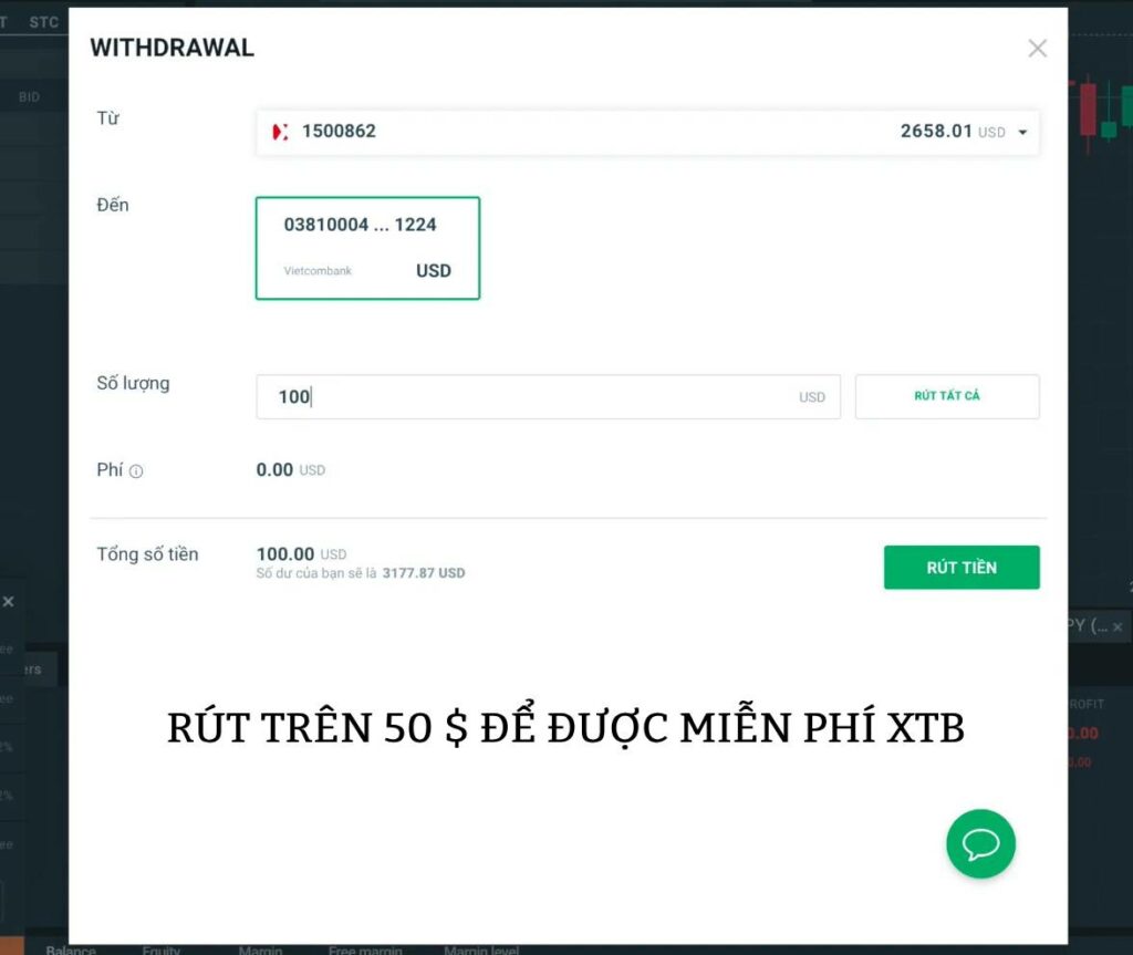 Chỉ cần rút trên 50$ là sẽ được miễn phí