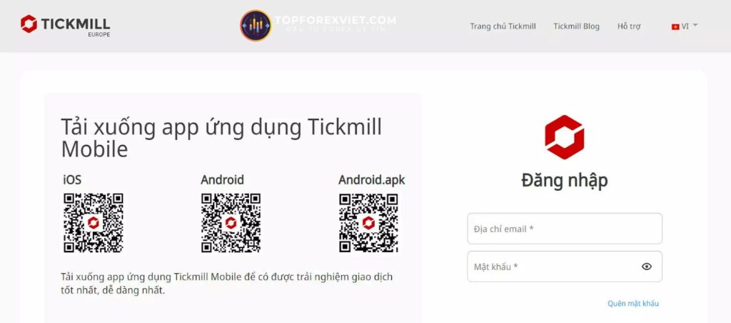 tickmill đăng nhập