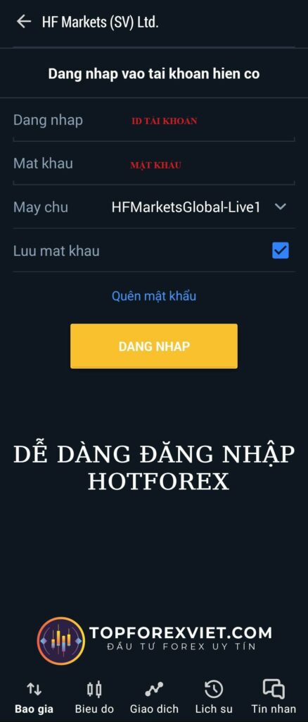 Đăng nhập Hotforex