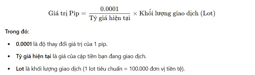 công thức tính pip không có jpy